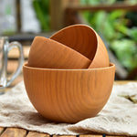 Wooden Rice Bowl Noodle Soup Dinning Heat Insulated Kitchen Kids Adult Tableware