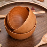 Wooden Rice Bowl Noodle Soup Dinning Heat Insulated Kitchen Kids Adult Tableware