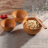 Wooden Rice Bowl Noodle Soup Dinning Heat Insulated Kitchen Kids Adult Tableware