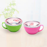 Stainless Steel Heat Insulation Anti-scald Instant Noodle Handle Bowl with Lid