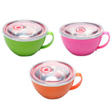 Stainless Steel Heat Insulation Anti-scald Instant Noodle Handle Bowl with Lid