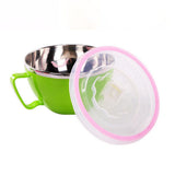 Stainless Steel Heat Insulation Anti-scald Instant Noodle Handle Bowl with Lid