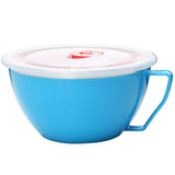 Stainless Steel Heat Insulation Anti-scald Instant Noodle Handle Bowl with Lid