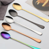 Stainless Steel Long Handle Spoon Flatware Coffee Drinking Tool Kitchen Gadget