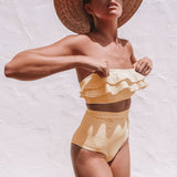 Striped Ruffled Women High Waist Summer Bikini Set Two-piece Swimsuit Swimwear - ENSEIGNE DENIS