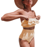 Striped Ruffled Women High Waist Summer Bikini Set Two-piece Swimsuit Swimwear - ENSEIGNE DENIS
