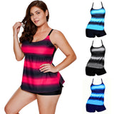 Criss Cross Back Color Block Tankini Top Boyshorts Set Swimwear Women Swimsuit - ENSEIGNE DENIS
