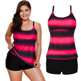 Criss Cross Back Color Block Tankini Top Boyshorts Set Swimwear Women Swimsuit - ENSEIGNE DENIS