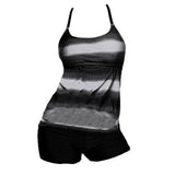 Criss Cross Back Color Block Tankini Top Boyshorts Set Swimwear Women Swimsuit - ENSEIGNE DENIS