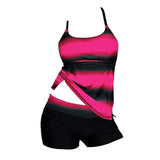 Criss Cross Back Color Block Tankini Top Boyshorts Set Swimwear Women Swimsuit - ENSEIGNE DENIS