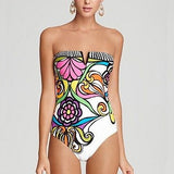 Sexy Bohemian One-piece Swimming Suit Floral Print Wireless Bikini Swimwear