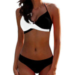 Women Sexy Two-color Patchwork Cross Bikini Swimwear Separate Bathing Suits - ENSEIGNE DENIS