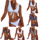 Sexy Striped Dots Knotted Summer Bikini Set Women Two-piece Swimsuit Swimwear - ENSEIGNE DENIS