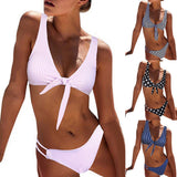 Sexy Striped Dots Knotted Summer Bikini Set Women Two-piece Swimsuit Swimwear - ENSEIGNE DENIS