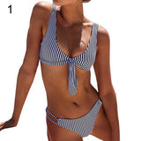 Sexy Striped Dots Knotted Summer Bikini Set Women Two-piece Swimsuit Swimwear - ENSEIGNE DENIS
