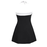 Plus Size Women Beach Stripe Halter Backless One-piece Swimwear Swimdress Briefs - ENSEIGNE DENIS
