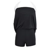 Plus Size Women Beach Stripe Halter Backless One-piece Swimwear Swimdress Briefs - ENSEIGNE DENIS