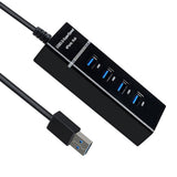 Portable USB 3.0 Super Speed 4 Ports Hub Data Sync Adapter for Computer Laptop