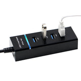 Portable USB 3.0 Super Speed 4 Ports Hub Data Sync Adapter for Computer Laptop