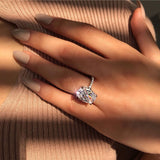 Fashion Women Big Oval Cubic Zirconia Plated Engagement Proposal Finger Ring