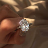 Fashion Women Big Oval Cubic Zirconia Plated Engagement Proposal Finger Ring