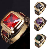 Fashion Square Shape Faux Gemstone Men's Wedding Birthday Band Jewelry Ring - ENSEIGNE DENIS