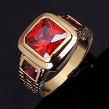Fashion Square Shape Faux Gemstone Men's Wedding Birthday Band Jewelry Ring - ENSEIGNE DENIS