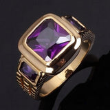 Fashion Square Shape Faux Gemstone Men's Wedding Birthday Band Jewelry Ring - ENSEIGNE DENIS