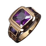 Fashion Square Shape Faux Gemstone Men's Wedding Birthday Band Jewelry Ring - ENSEIGNE DENIS
