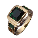 Fashion Square Shape Faux Gemstone Men's Wedding Birthday Band Jewelry Ring - ENSEIGNE DENIS