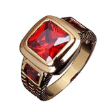 Fashion Square Shape Faux Gemstone Men's Wedding Birthday Band Jewelry Ring - ENSEIGNE DENIS
