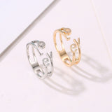 Fashion Letter Love Rhinestone Hollow Band Opening Ring Couple Jewelry Gift