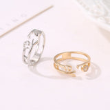 Fashion Letter Love Rhinestone Hollow Band Opening Ring Couple Jewelry Gift