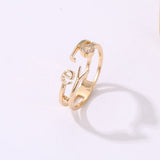 Fashion Letter Love Rhinestone Hollow Band Opening Ring Couple Jewelry Gift