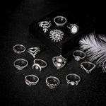 14Pcs Vintage Sunflower Moon Finger Midi Knuckle Rings Set Women Party Jewelry - ENSEIGNE DENIS