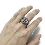 Punk Men Leaf Hollow Ring Stainless Steel Club Party Jewelry Birthday Gifts