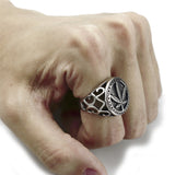 Punk Men Leaf Hollow Ring Stainless Steel Club Party Jewelry Birthday Gifts