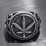 Punk Men Leaf Hollow Ring Stainless Steel Club Party Jewelry Birthday Gifts