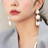 Vintage Women Faux Pearl Water Drop Pendant Ear Stud Earrings Banquet Jewelry - ENSEIGNE DENIS