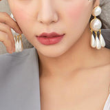 Vintage Women Faux Pearl Water Drop Pendant Ear Stud Earrings Banquet Jewelry - ENSEIGNE DENIS