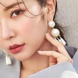 Vintage Women Faux Pearl Water Drop Pendant Ear Stud Earrings Banquet Jewelry - ENSEIGNE DENIS