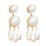 Vintage Women Faux Pearl Water Drop Pendant Ear Stud Earrings Banquet Jewelry - ENSEIGNE DENIS