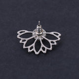 Hollow Lotus Single Row Inlaid Rhinestone Ear Jacket Stud Earrings Jewelry Gift