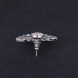 Hollow Lotus Single Row Inlaid Rhinestone Ear Jacket Stud Earrings Jewelry Gift