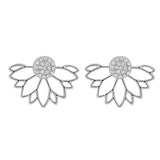 Hollow Lotus Single Row Inlaid Rhinestone Ear Jacket Stud Earrings Jewelry Gift