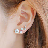 Elegant Women Flower Faux Pearl Inlaid Ear Climbers Crawler Earrings Jewelry
