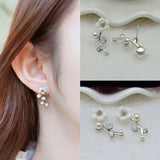 Elegant Women Flower Faux Pearl Inlaid Ear Climbers Crawler Earrings Jewelry