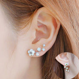 Elegant Women Flower Faux Pearl Inlaid Ear Climbers Crawler Earrings Jewelry