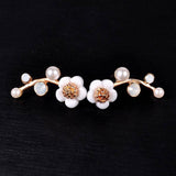 Elegant Women Flower Faux Pearl Inlaid Ear Climbers Crawler Earrings Jewelry