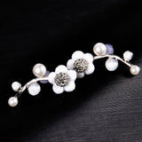 Elegant Women Flower Faux Pearl Inlaid Ear Climbers Crawler Earrings Jewelry